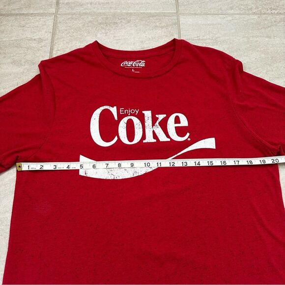 Coca Cola Men's Cotton Poly Speckle Logo Casual Streetwear Red T-Shirt Size L - Picture 5 of 7